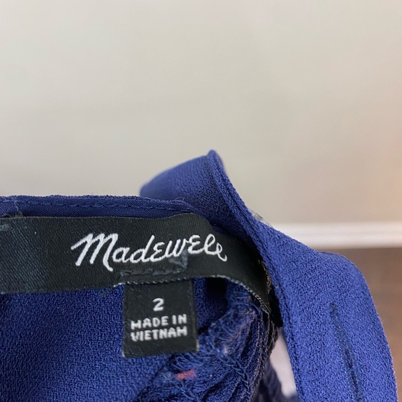 MADEWELL Navy Button Front Smocked Cross Back Jumpsuit Size 2 - Picture 10 of 16